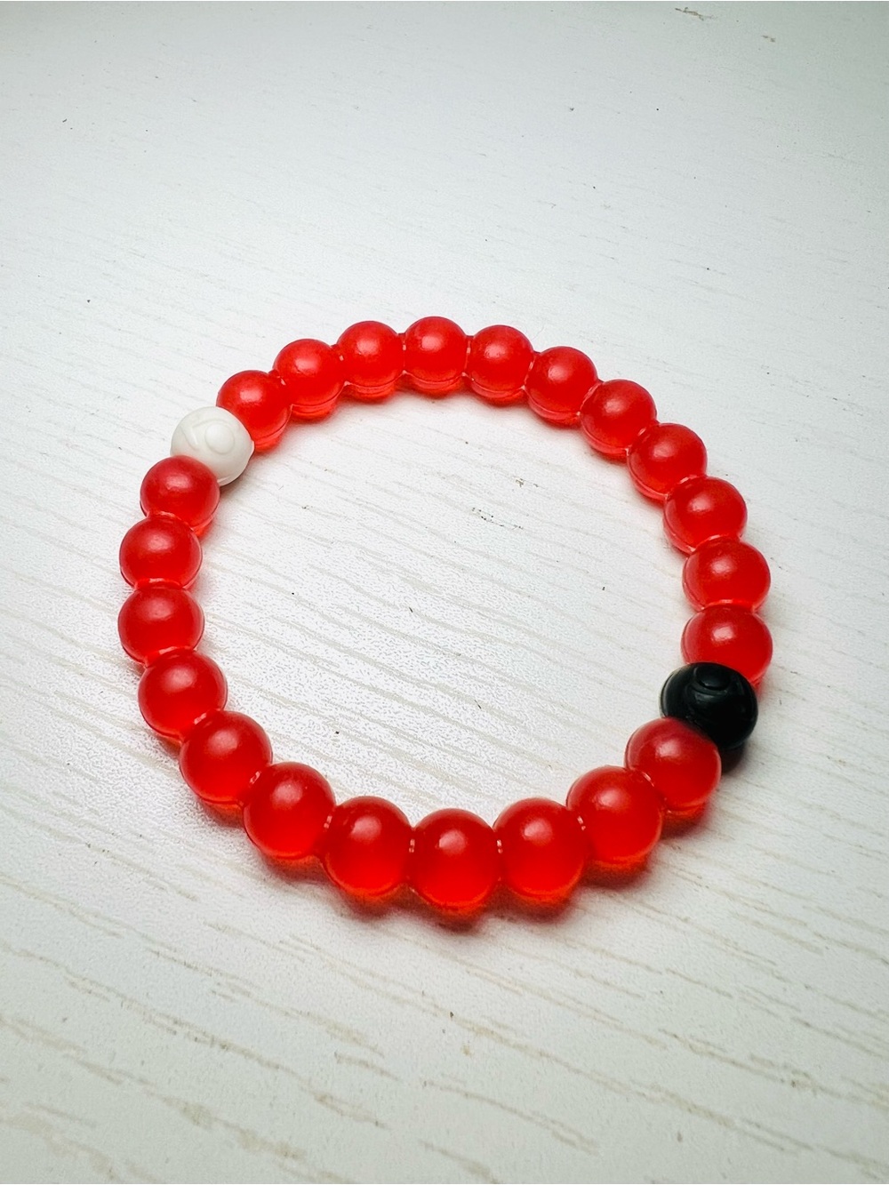 Lokai Red Beaded Bracelet with White & Black Accent